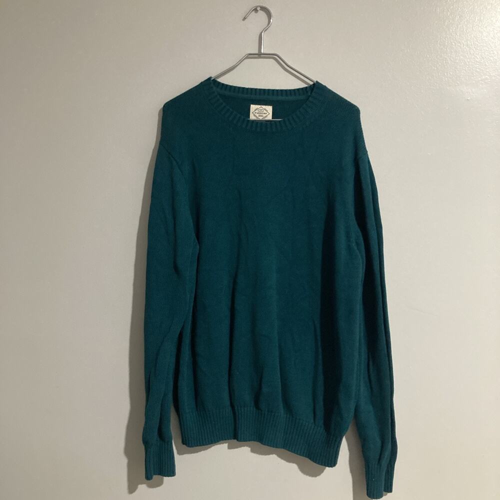 St. Johns Bay Preppy Classic Casual Sweater Men’s XL Green 100% Cotton Knit